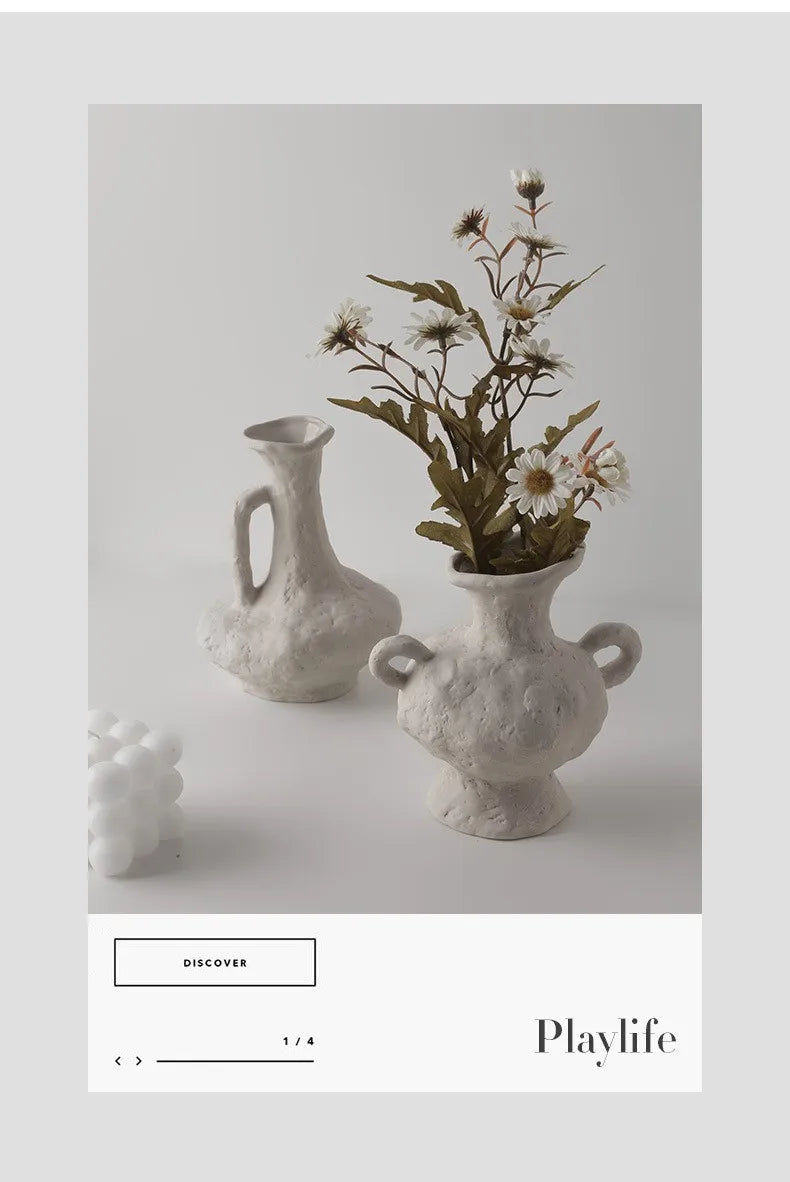 Vaso Cerâmica Branco Nórdico Hidropônico — Minimalista para Mesa, Banheiro e Sala