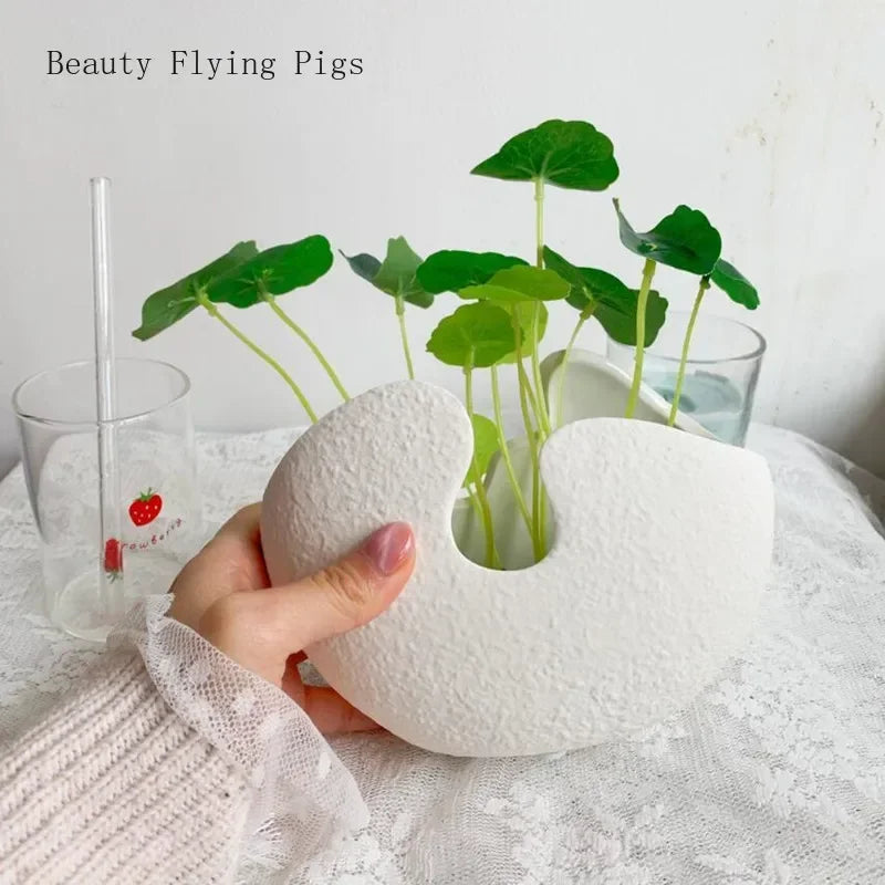 Vaso Cerâmica Estilo Casca de Ovo Nórdico — Minimalista para Mesa e Escritório