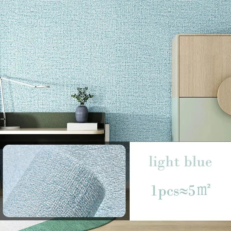 Papel de Parede Linho Liso Impermeável Autocolante — Textura Natural para Quarto e Sala