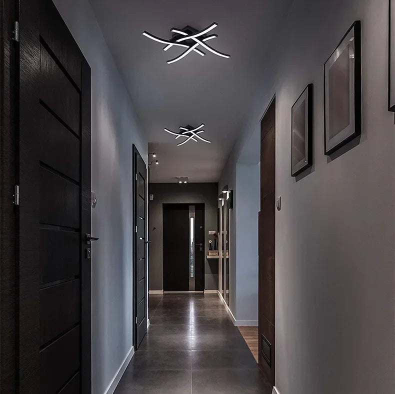 Luminária de Teto LED Ondulada Embutida — 3 Tons de Luz para Sala, Quarto e Corredor