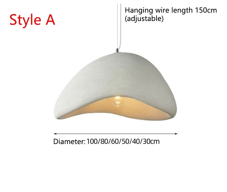Lustre LED Estilo Wabi Sabi E27 — Pendente para Sala de Jantar, Quarto e Bar