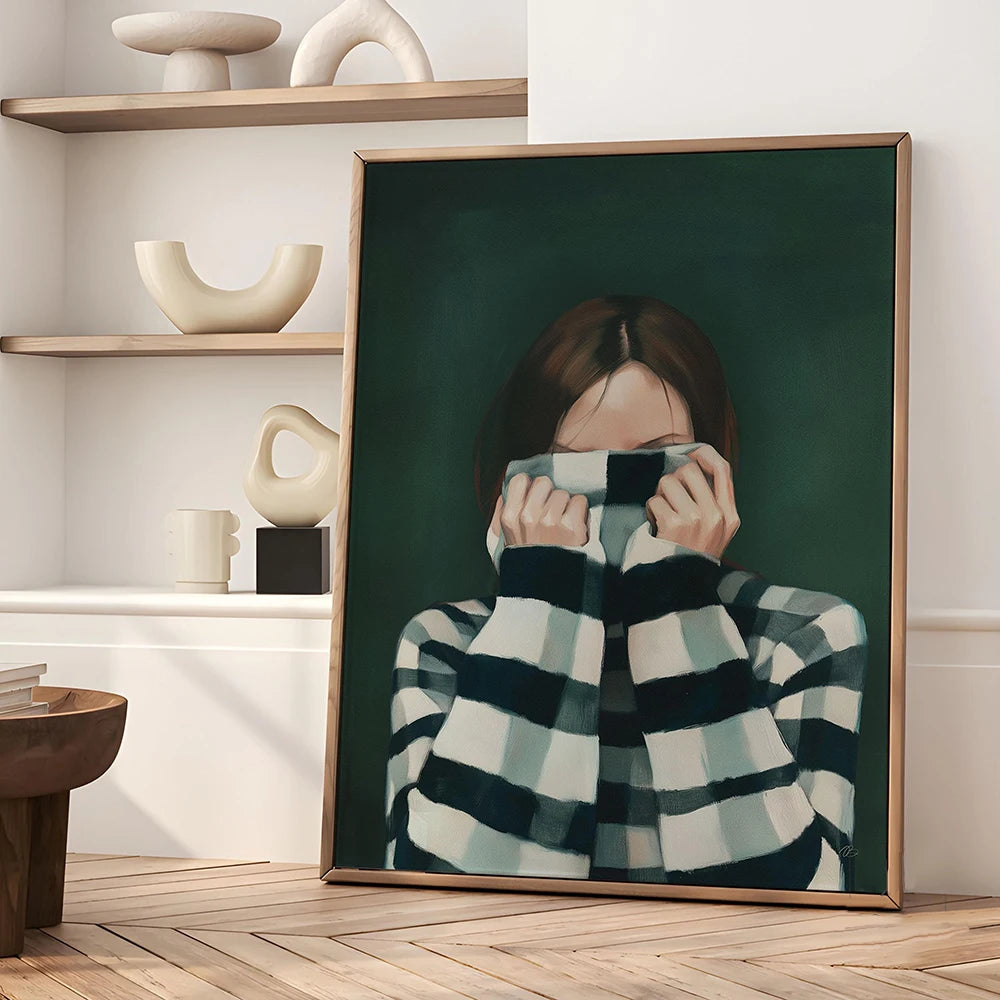 Quadro Decorativo Mulher Abstrata com Flores — Arte Minimalista Japandi para Sala