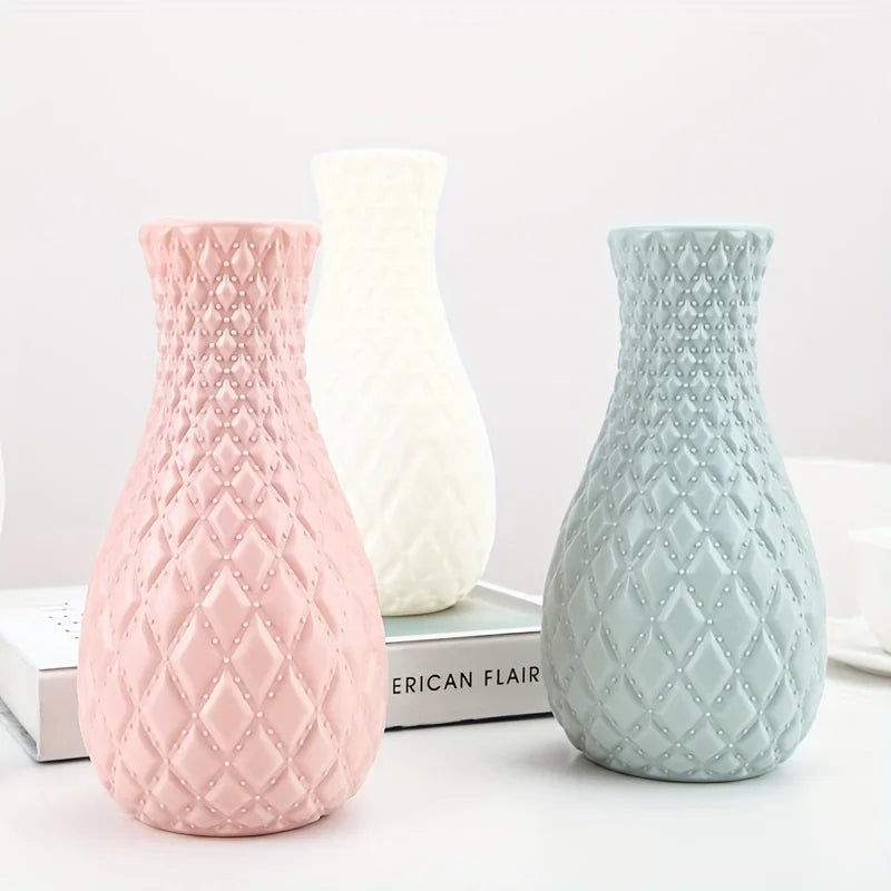 Vaso Plástico Estilo Cerâmica para Arranjos — Decoração Criativa para Sala e Casamento