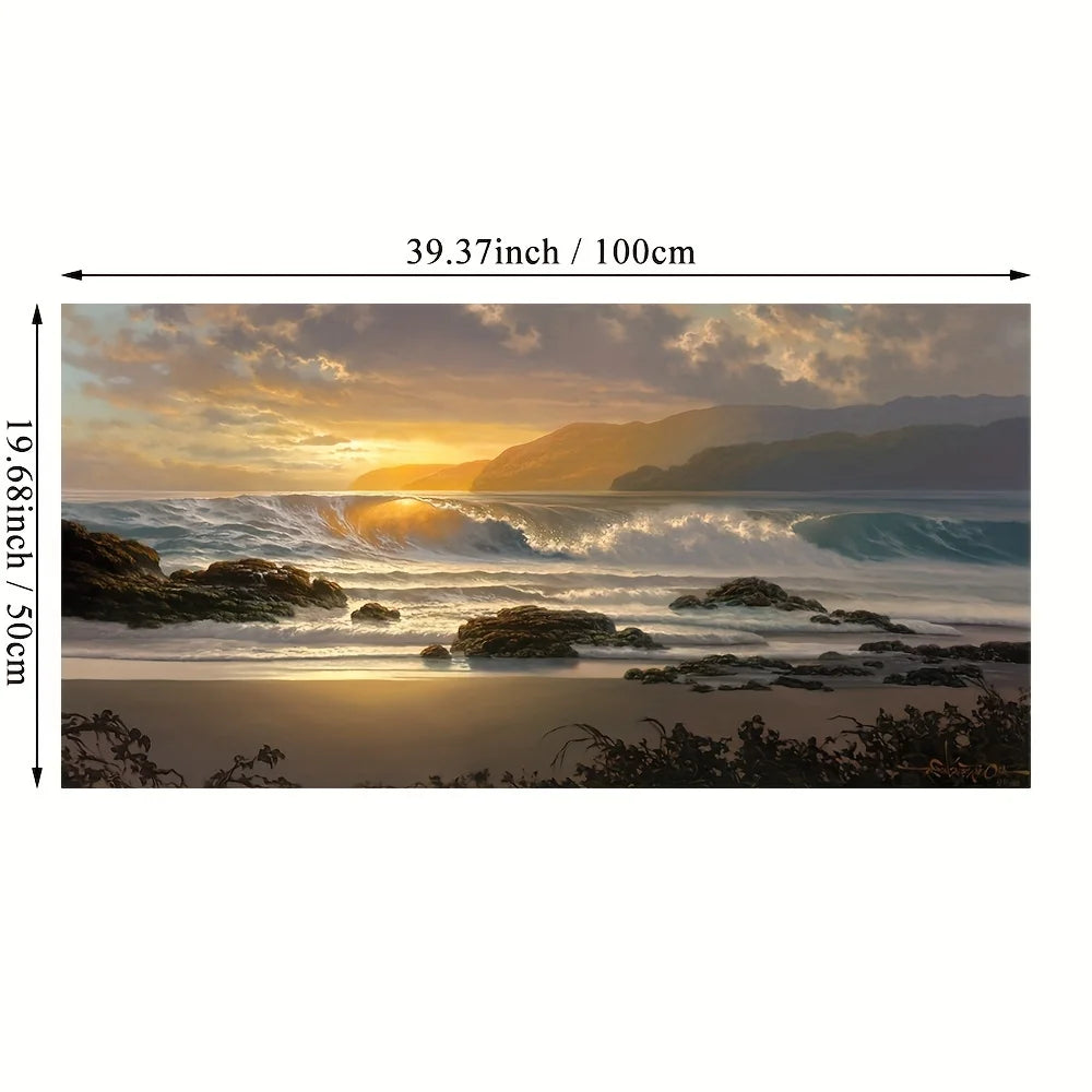 Quadro Decorativo Pôr do Sol na Praia — Arte de Paisagem Nórdica para Sala
