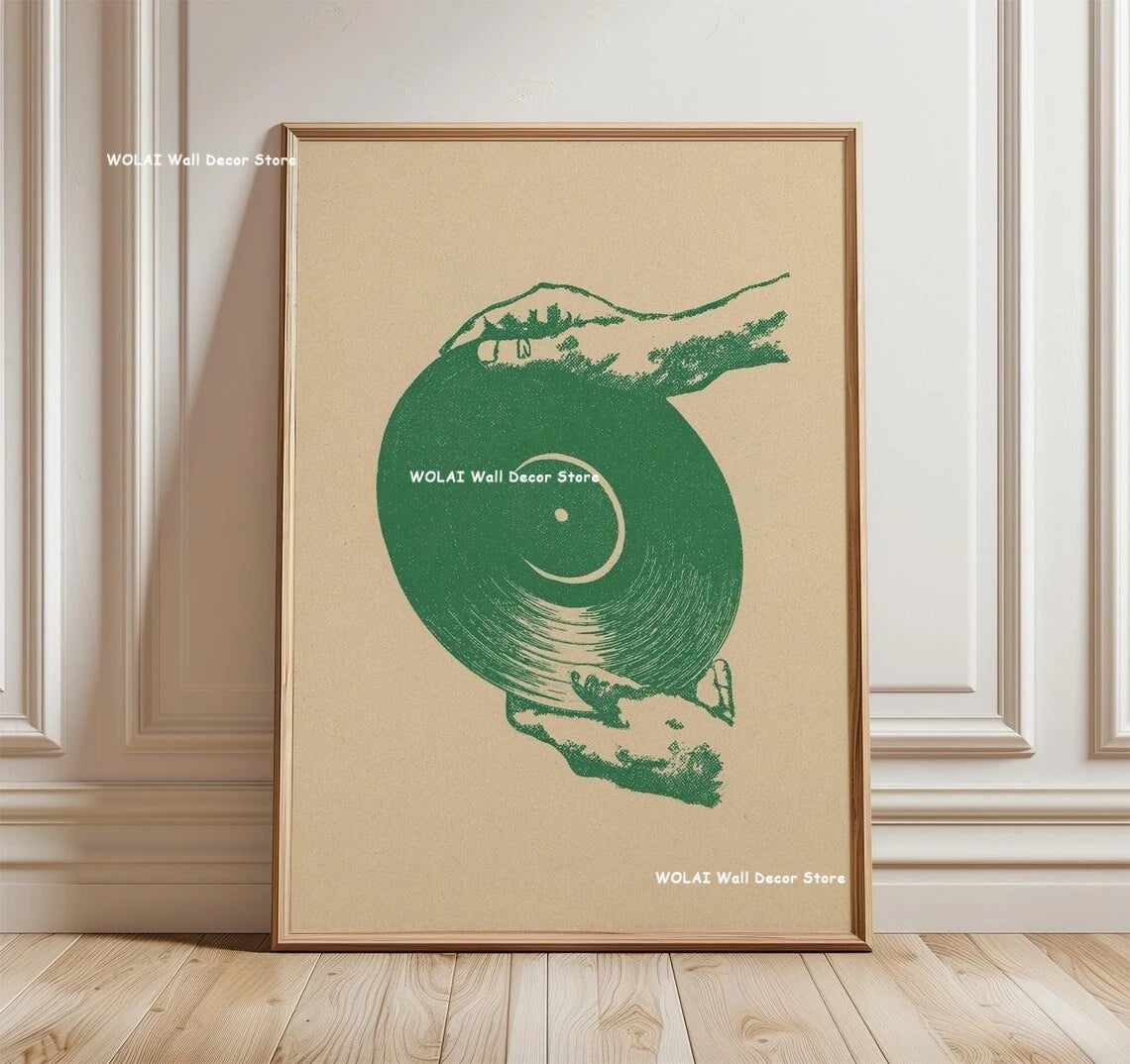Quadro Decorativo Disco de Vinil Retrô — Arte Musical Japonesa para Sala e Quarto
