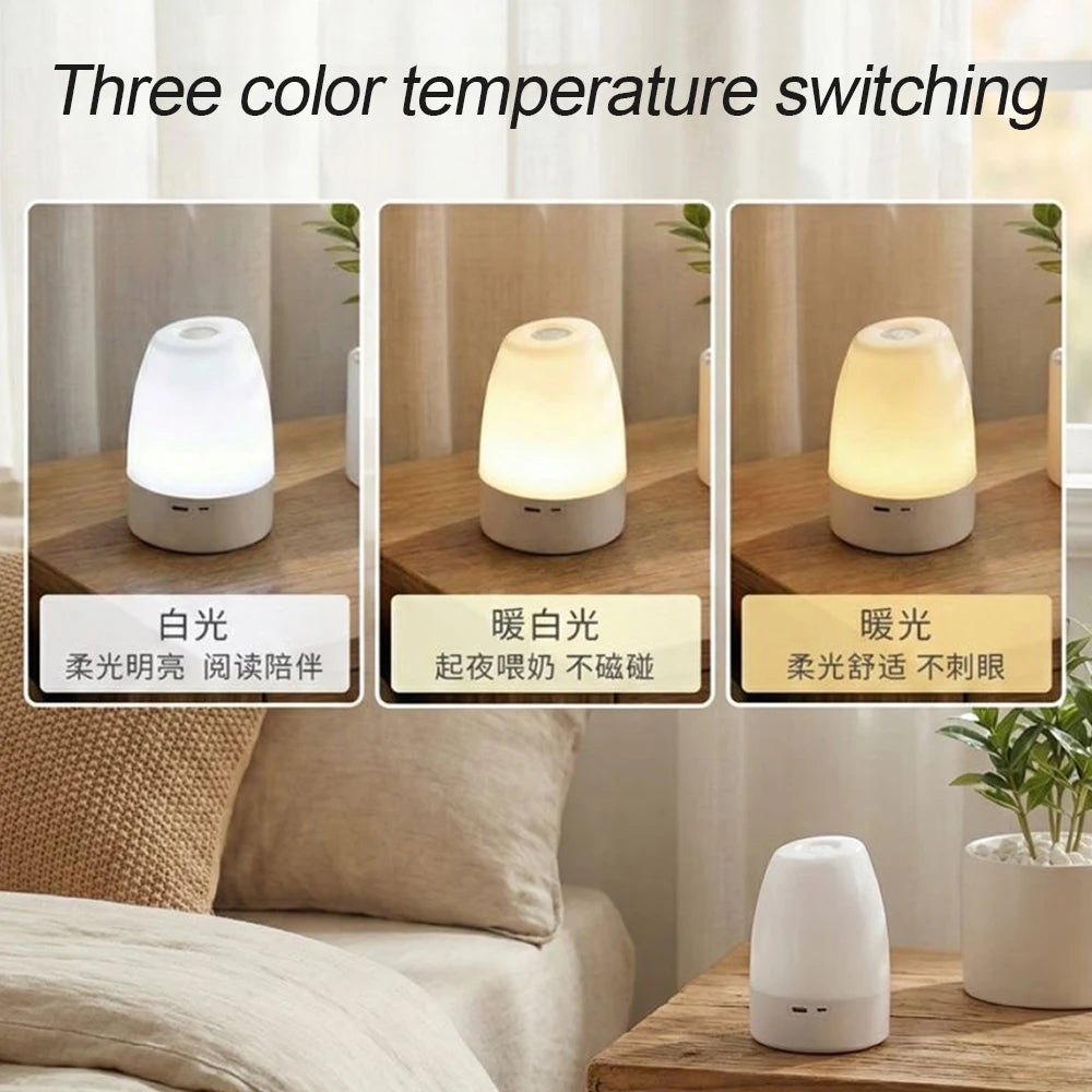Luminária de Mesa Touch com Luz Noturna — 3 Modos Reguláveis e Recarregável para Quarto