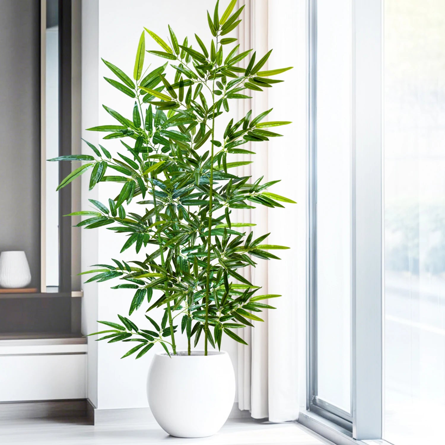 Bambu e Monstera Artificial 100 a 180cm — Exuberância Tropical Permanente para Jardim e Casa