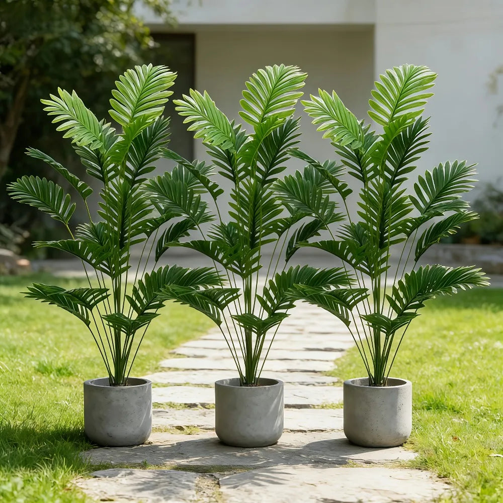Planta Artificial Palmeira Tropical — Folhas Grandes e Realistas para Decoração de Interiores