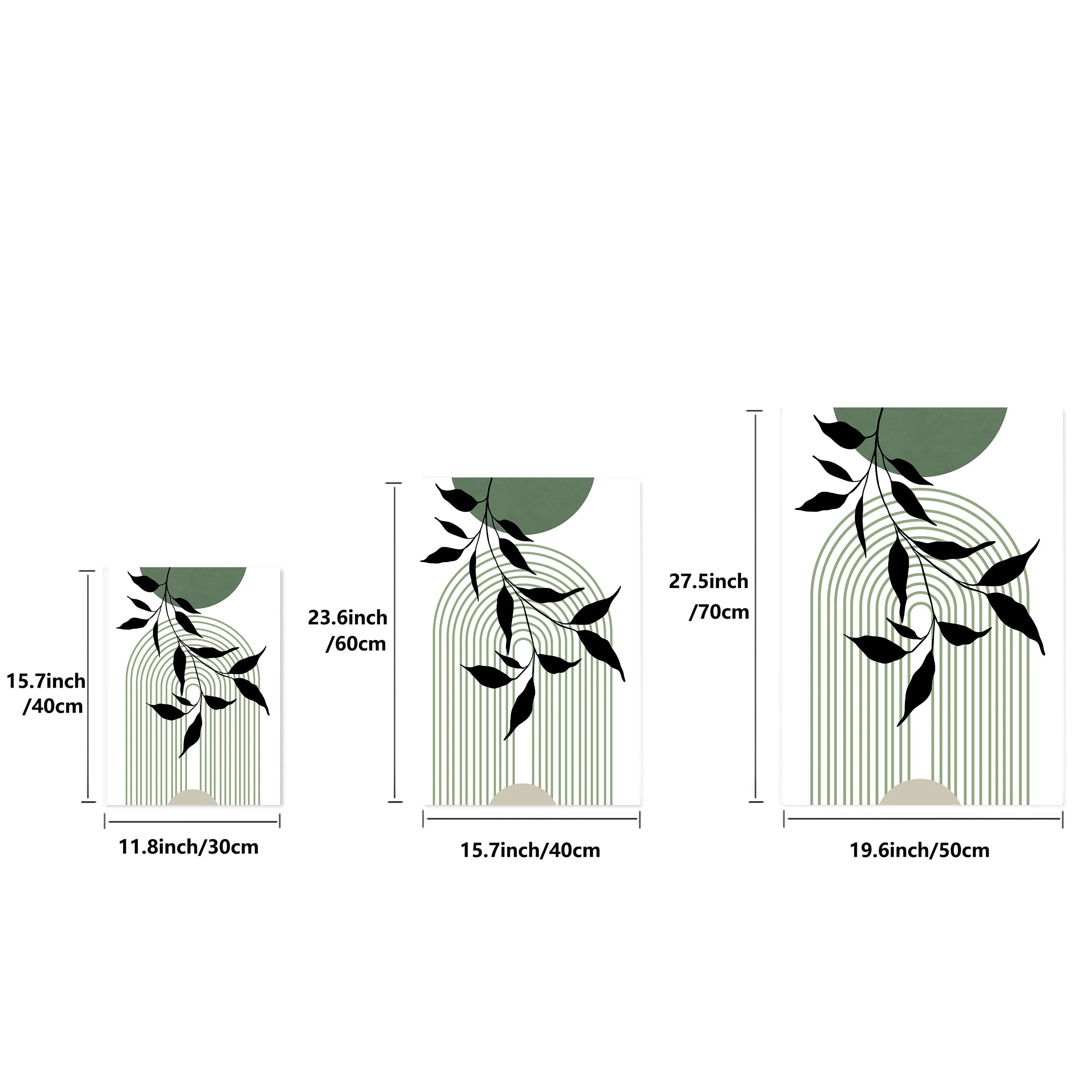 Kit 3 Quadros Boho Verde Sage — Arte Botânica Abstrata para Sala e Quarto