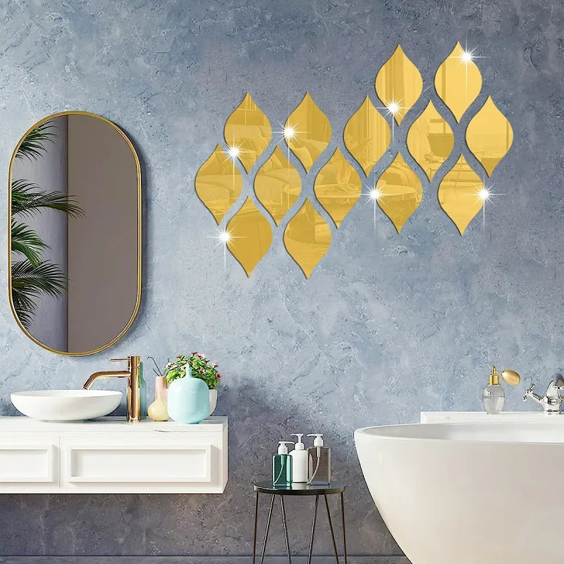 Adesivo Espelho Gota d'Água Acrílico 3D Kit 10 a 30 Peças — Decoração DIY para Sala