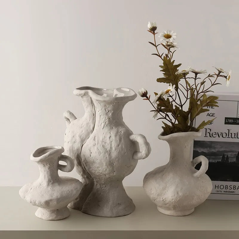 Vaso Cerâmica Branco Nórdico Hidropônico — Minimalista para Mesa, Banheiro e Sala