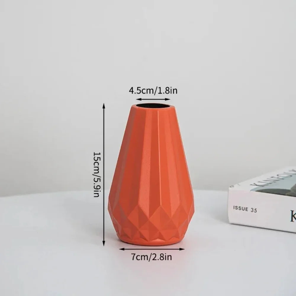 Vaso Plástico Estilo Cerâmica Diamante Nórdico — Para Arranjos Florais e Sala