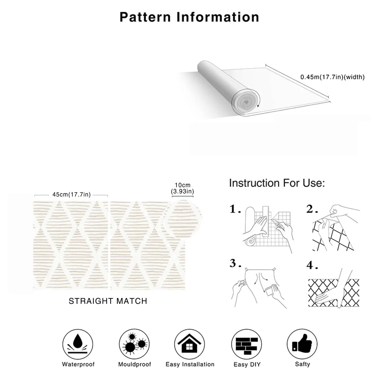 Papel de Parede Listrado Bege e Branco Autocolante — Clássico Moderno para Quarto e Gavetas