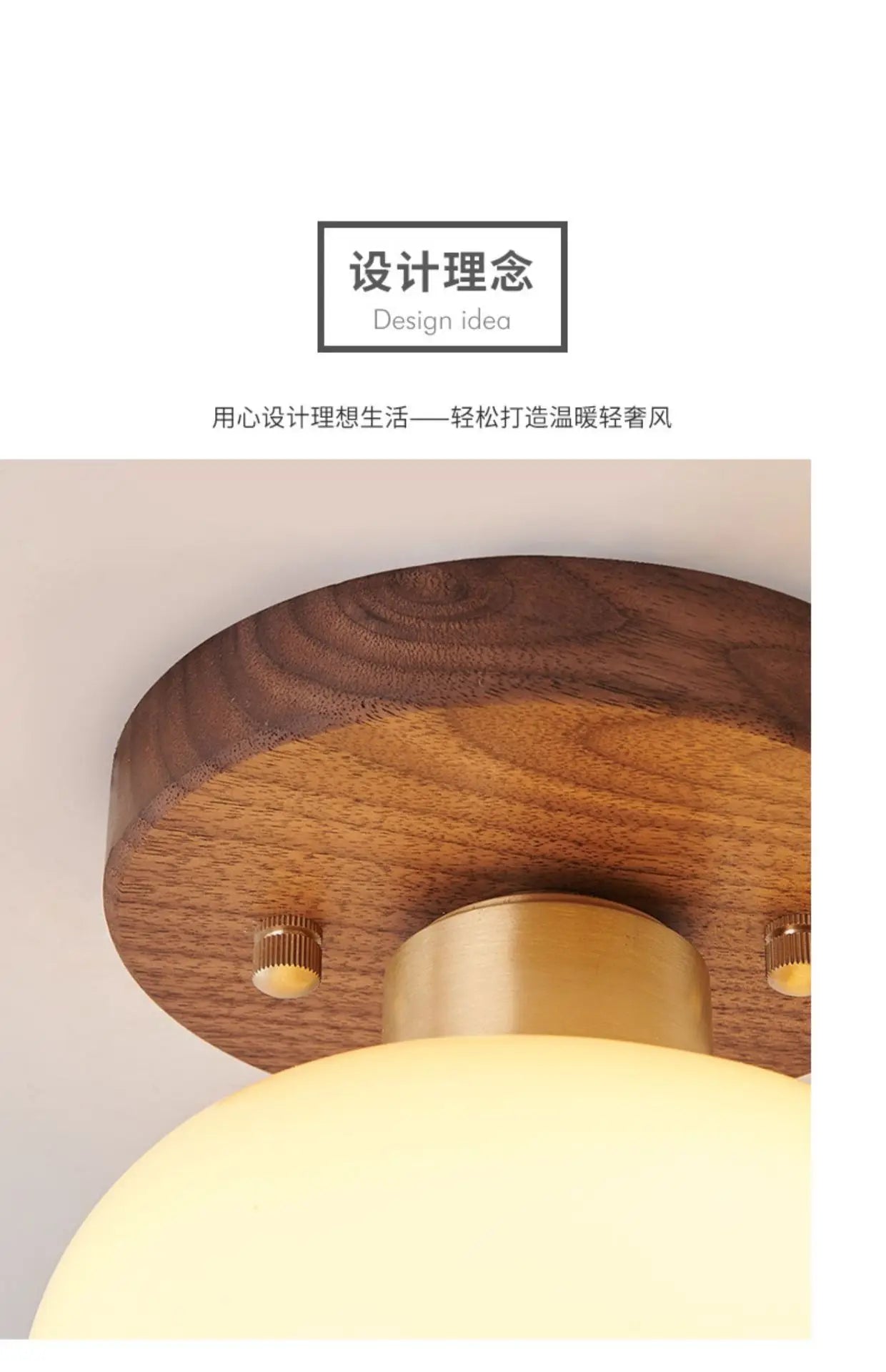 Luminária de Teto Estilo Chinês Luxo — Nogueira e Bronze para Hall, Entrada e Varanda
