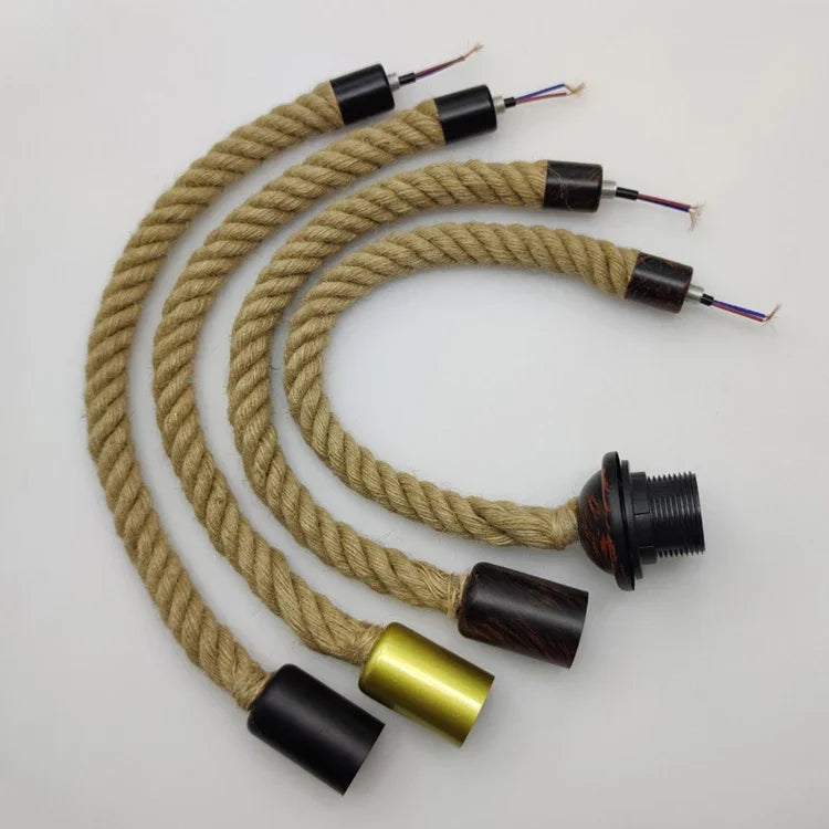 Pendente de Corda de Sisal Vintage Estilo Americano — Lustre Industrial Trançado para Bar e Sala