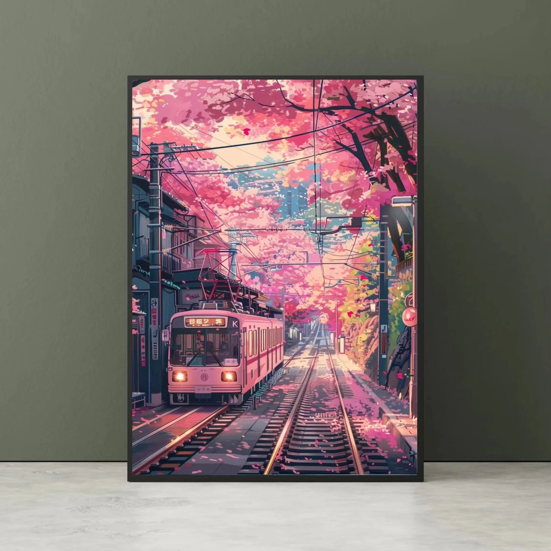 Quadro Decorativo Rua Japonesa Noite Chuvosa — Arte de Paisagem Retrô para Sala e Quarto