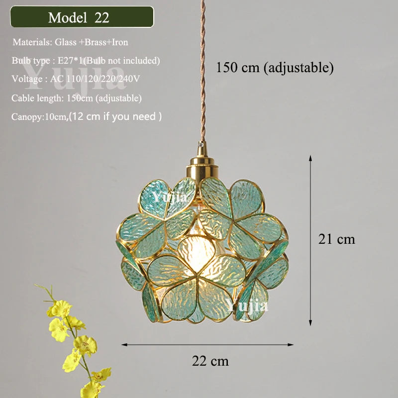 Pendente Nórdico Vidro Verde — Luminária de Latão para Cozinha e Sala de Jantar