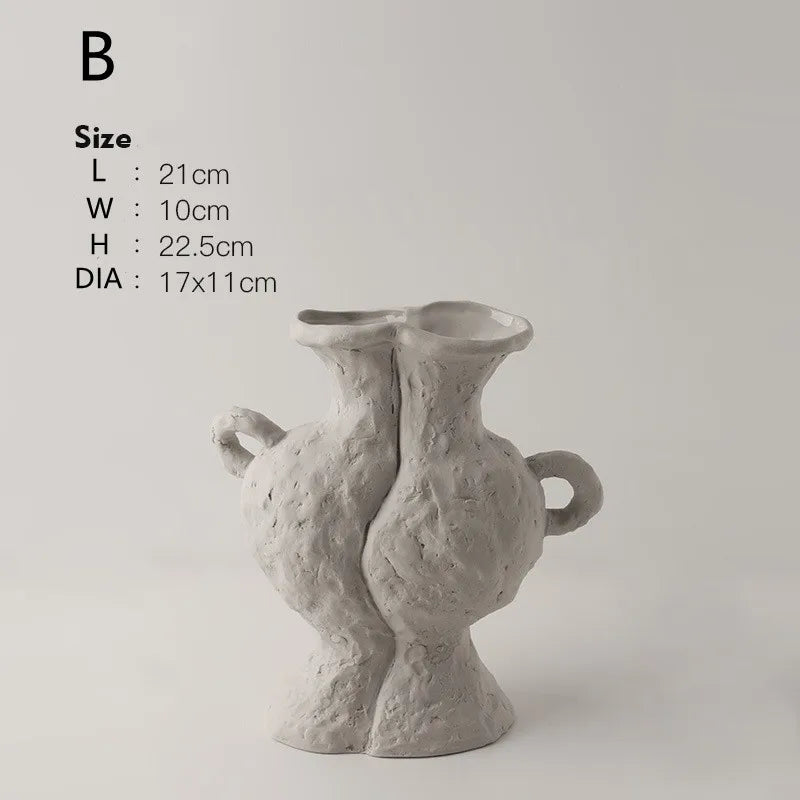 Vaso Cerâmica Branco Nórdico Hidropônico — Minimalista para Mesa, Banheiro e Sala