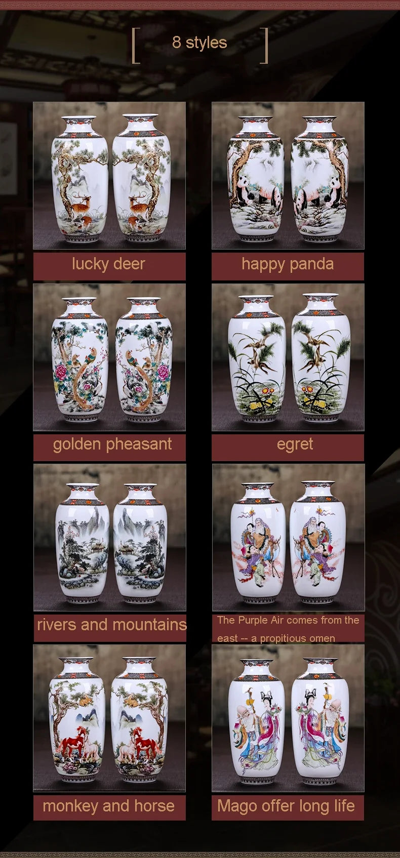 Vaso Cerâmica Jingdezhen Tradicional Chinês — Para Flores e Decoração de Sala