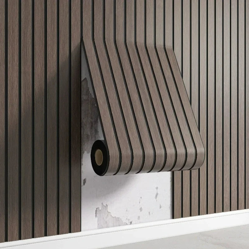 Papel de Parede 3D Grade Geométrica Autocolante — Textura Arquitetônica Impermeável para Sala