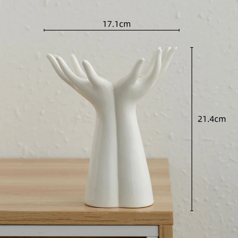 Vaso Cerâmica Mão e Braço para Flores — Artesanato Decorativo para Mesa e Casa