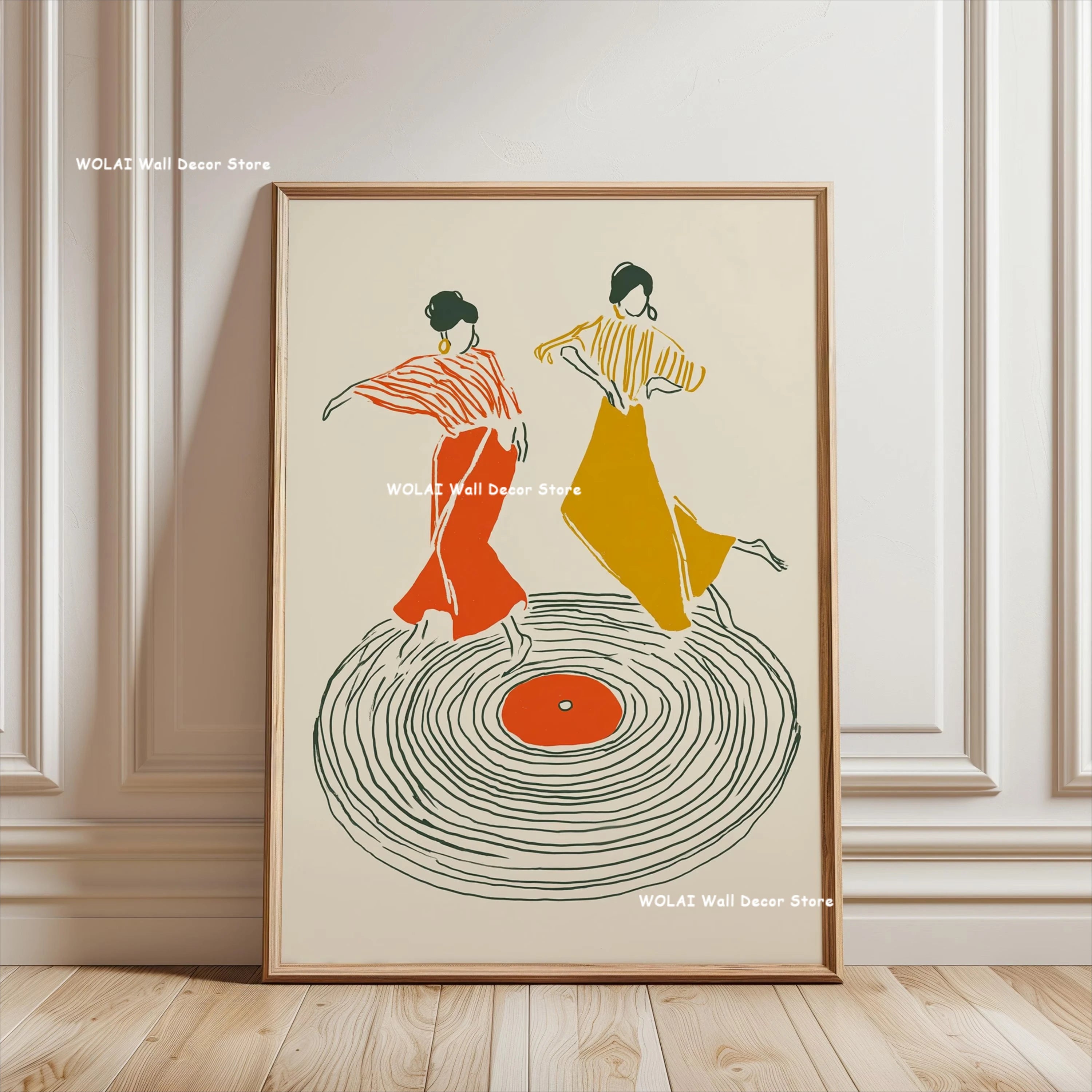 Quadro Decorativo Disco de Vinil Retrô — Arte Musical Japonesa para Sala e Quarto