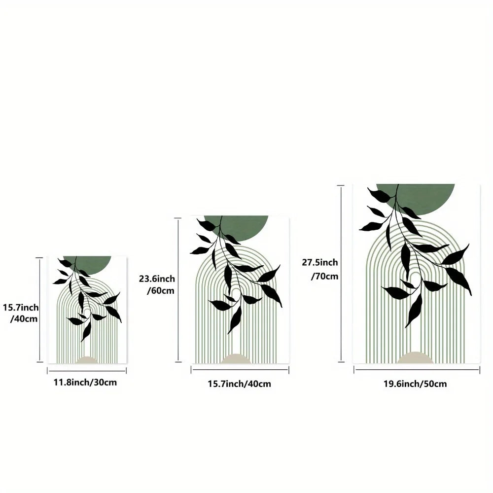 Kit 3 Quadros Boho Verde Sage — Arte Botânica Abstrata para Sala e Quarto