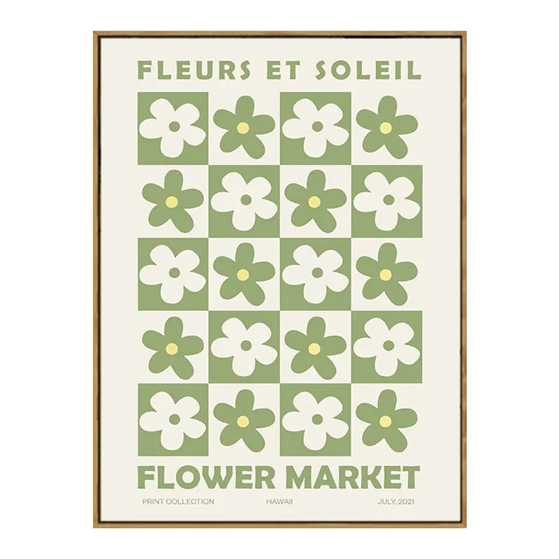 Quadro Decorativo Floral Abstrato Verde — Arte Minimalista Inspirada em Matisse e Picasso