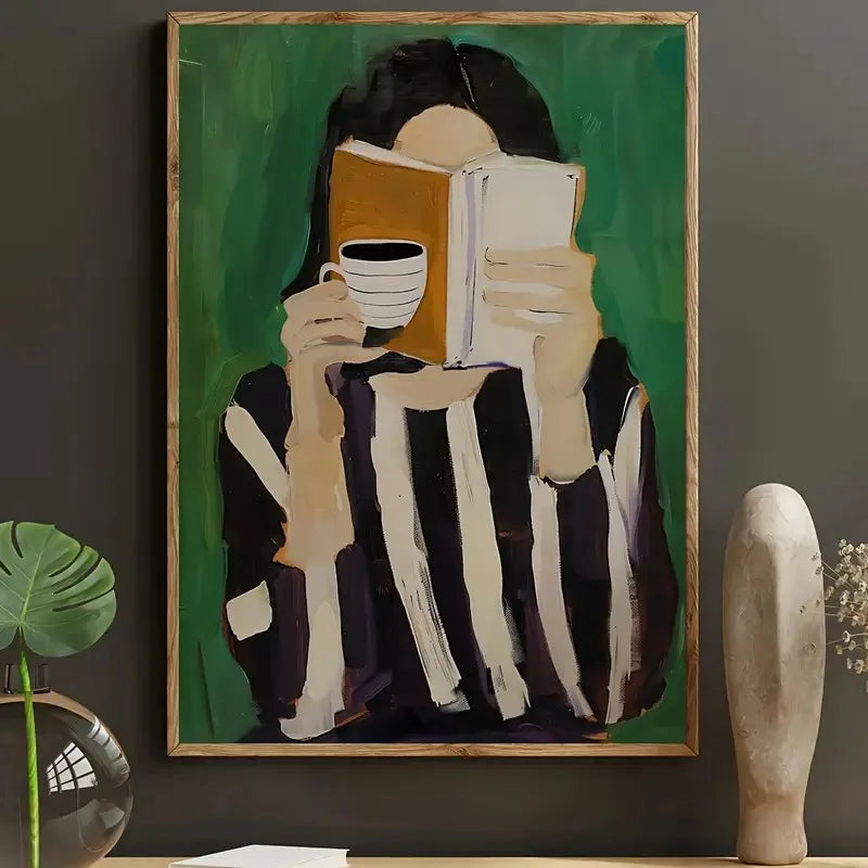 Quadro Decorativo Figuras Verdes Abstratas — Arte Minimalista para Sala