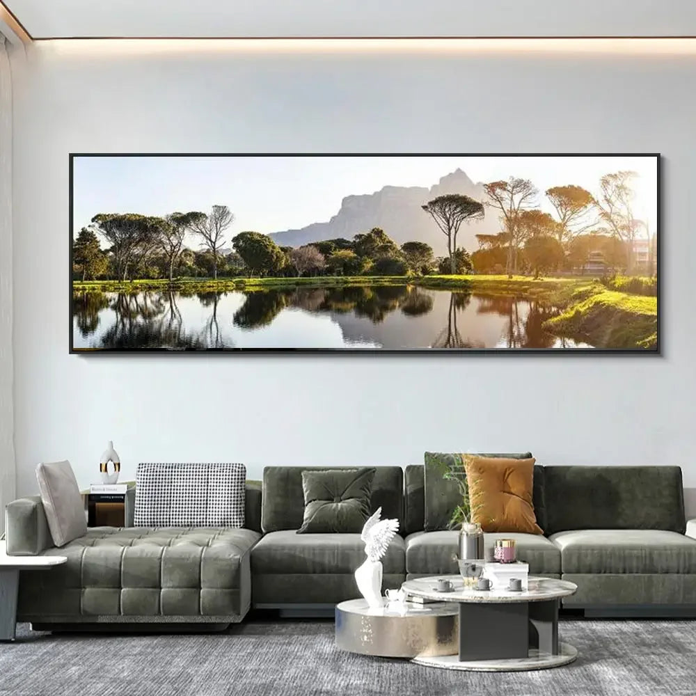Quadro Decorativo Ponte Dorada Beira-Mar — Arte Minimalista de Paisagem para Sala