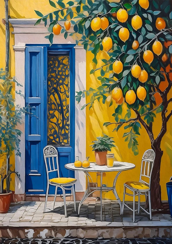 Quadro Decorativo Jardim de Limões Retrô — Arte Botânica para Sala e Escritório