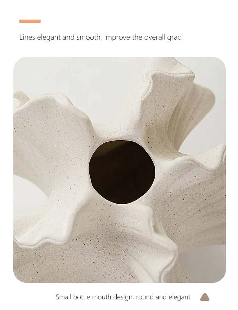Vaso Cerâmica Coral CAPIRON Bege Fosco Nórdico — Para Capim dos Pampas e Flores