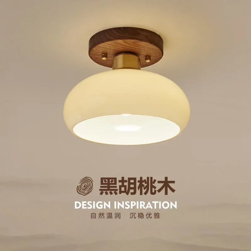 Luminária de Teto Estilo Chinês Luxo — Nogueira e Bronze para Hall, Entrada e Varanda