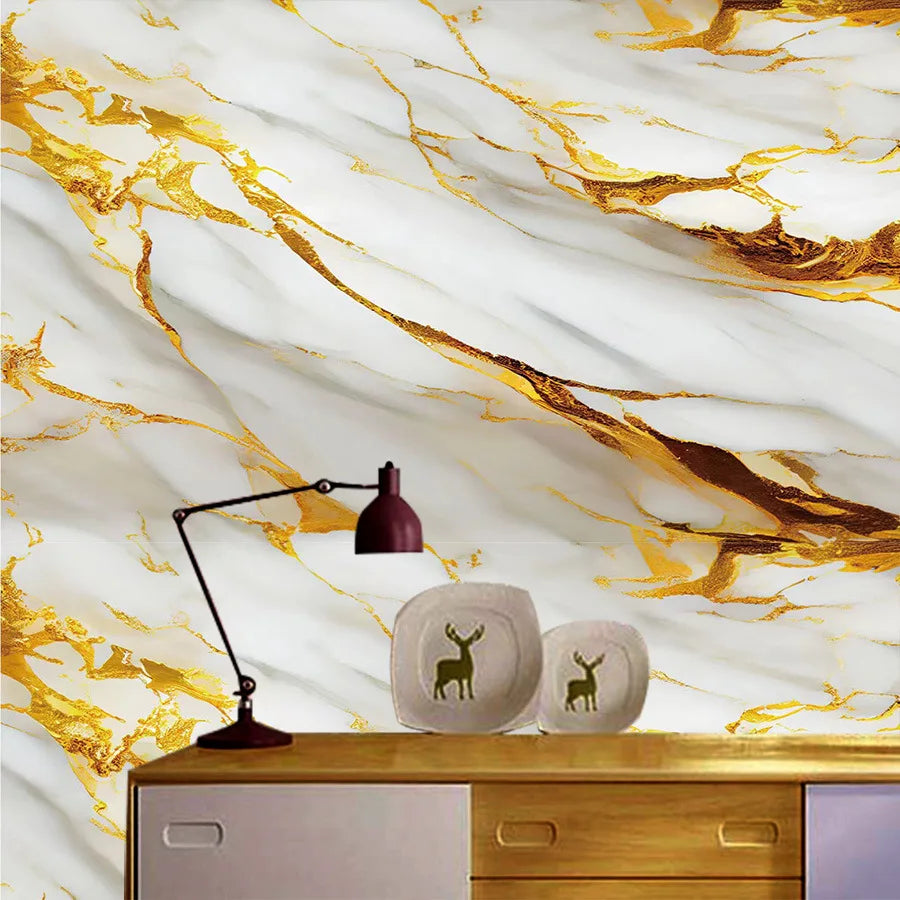 Adesivo Mármore Dourado Impermeável — Revestimento Luxo para Bancada, Cozinha e Banheiro