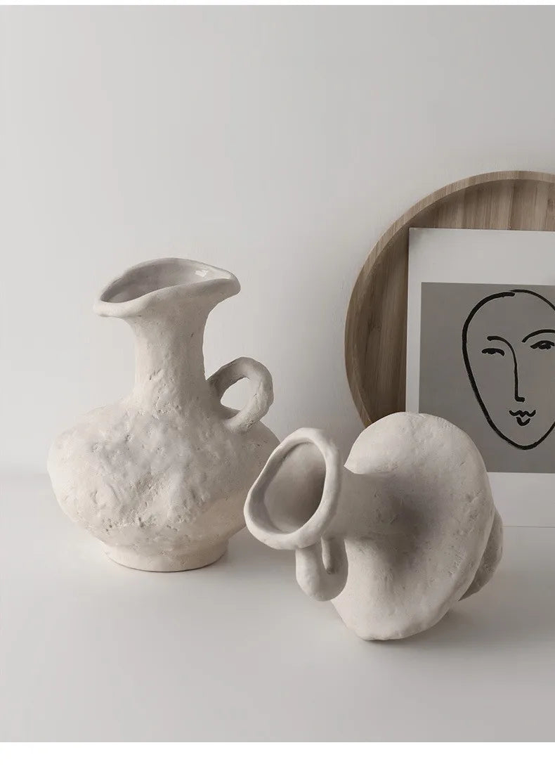 Vaso Cerâmica Branco Nórdico Hidropônico — Minimalista para Mesa, Banheiro e Sala