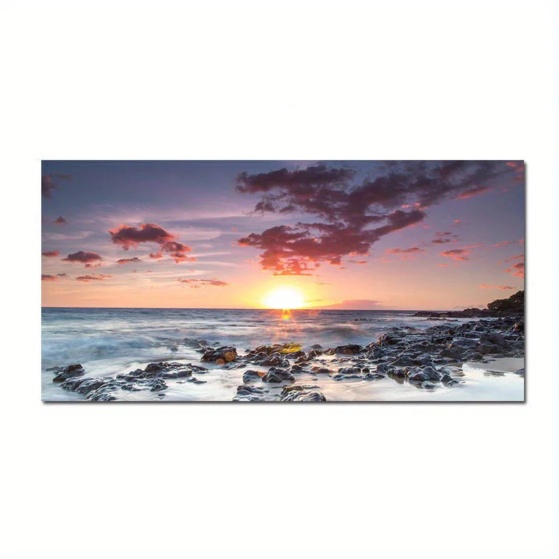 Quadro Decorativo Pôr do Sol na Praia — Arte de Paisagem Nórdica para Sala