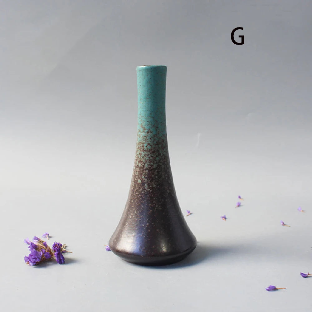 Vaso Cerâmica Pequeno Preto Rústico Japonês — Decoração Minimalista de Mesa