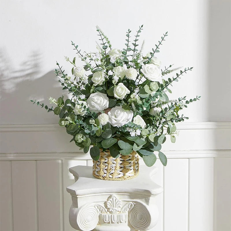 Ramos Artificiais de Eucalipto com Folhas Prateadas — Buquê para Casamento e Decoração