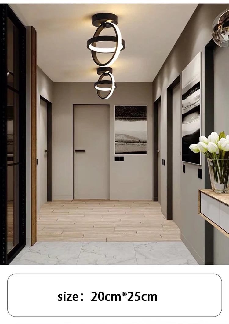 Luminária de Teto LED Moderna 2 Anéis — 3 Tons de Luz para Corredor, Varanda e Escritório