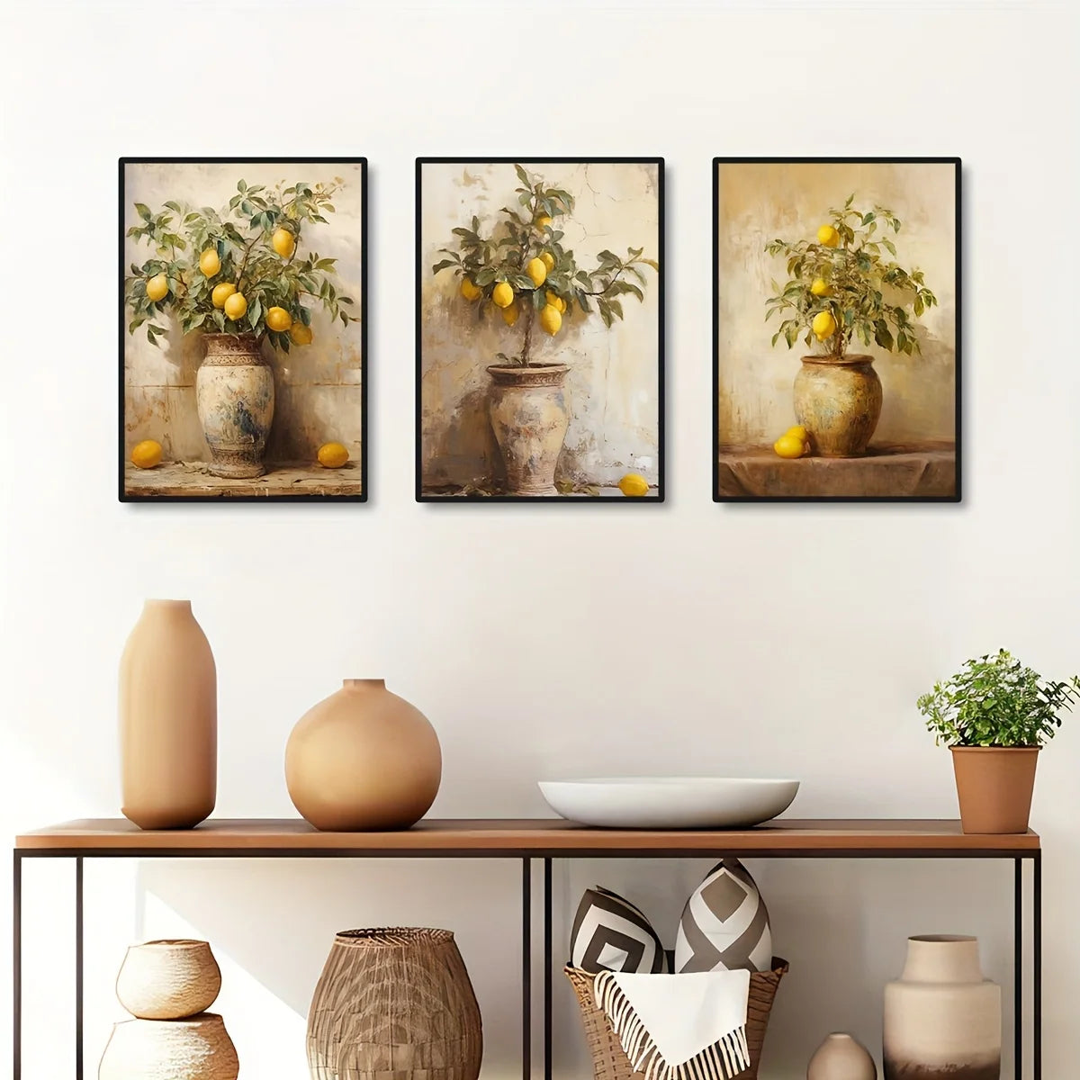 Quadro Decorativo Jardim de Limões Retrô — Arte Botânica para Sala e Escritório