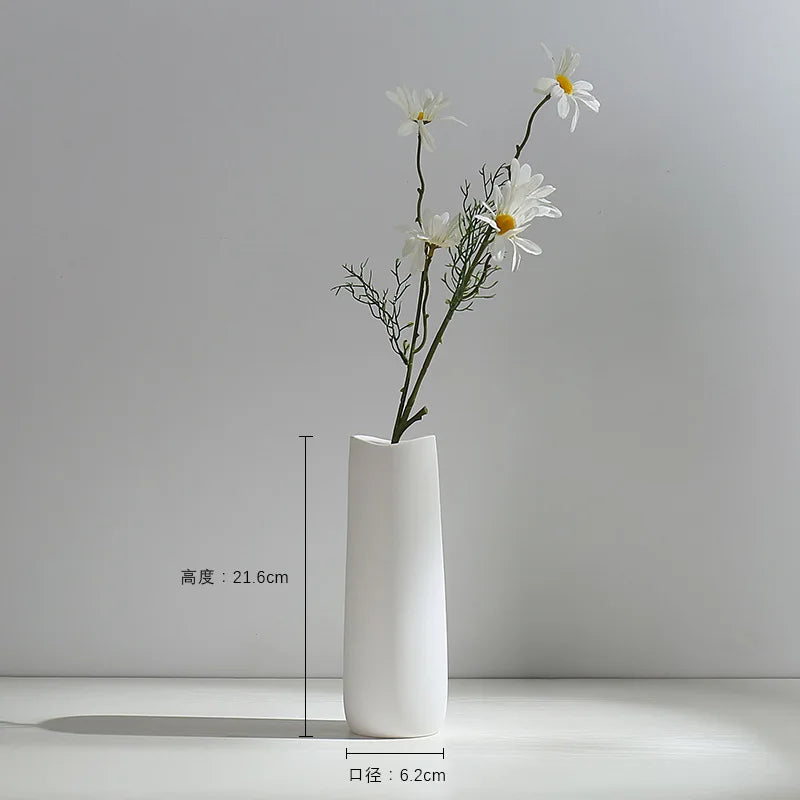 Vaso de Cerâmica Branco Moderno — Para Flores Secas e Hidroponia Sala e Quarto