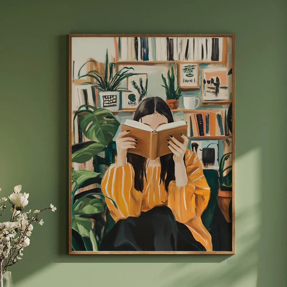 Quadro Decorativo Mulher Abstrata com Flores — Arte Minimalista Japandi para Sala