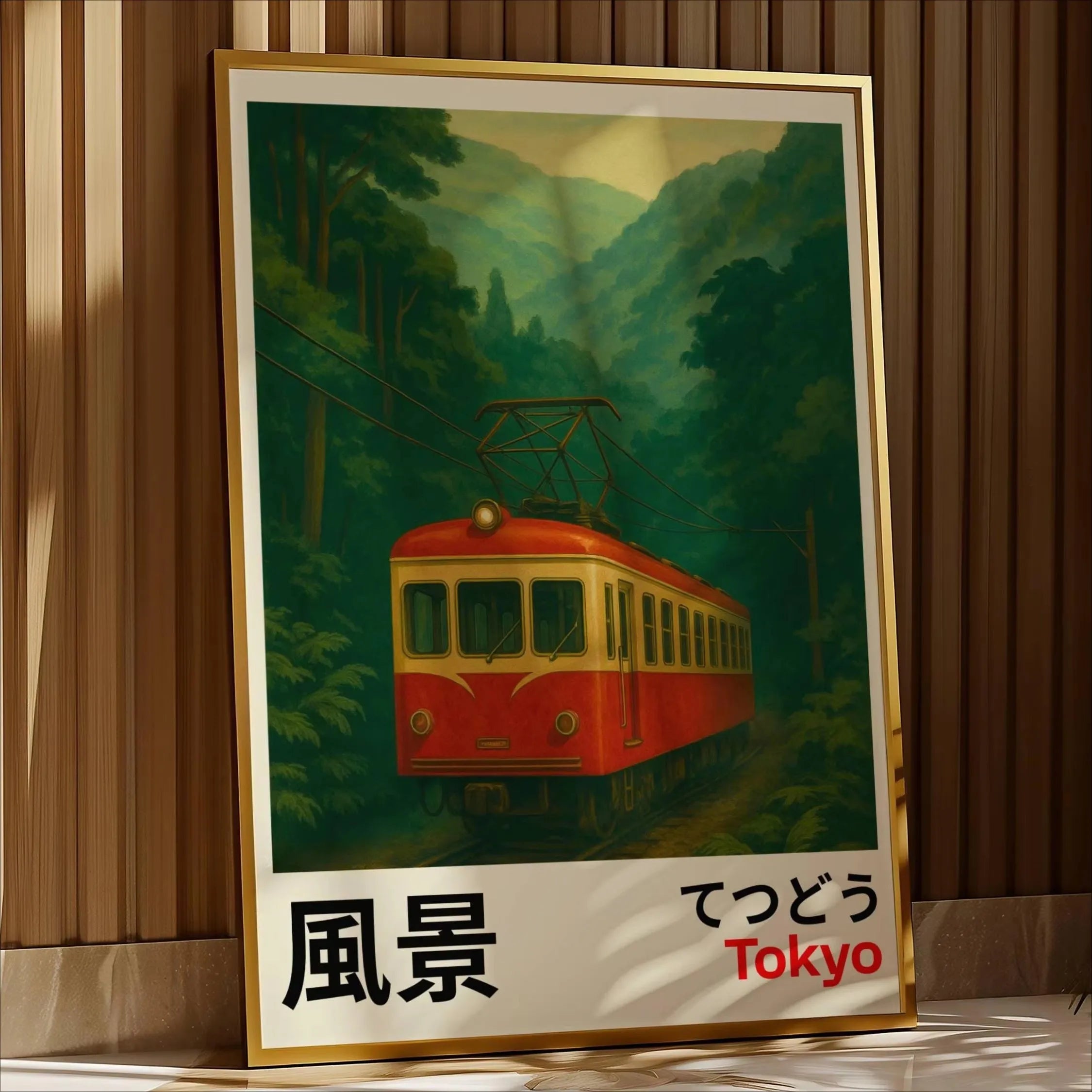Quadro Decorativo Rua Japonesa Noite Chuvosa — Arte de Paisagem Retrô para Sala e Quarto