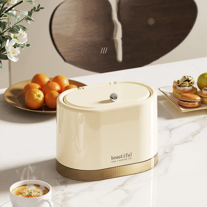 Mini Lixeira de Mesa com Tampa de Pressão — Compacta Multiuso para Escritório e Banheiro