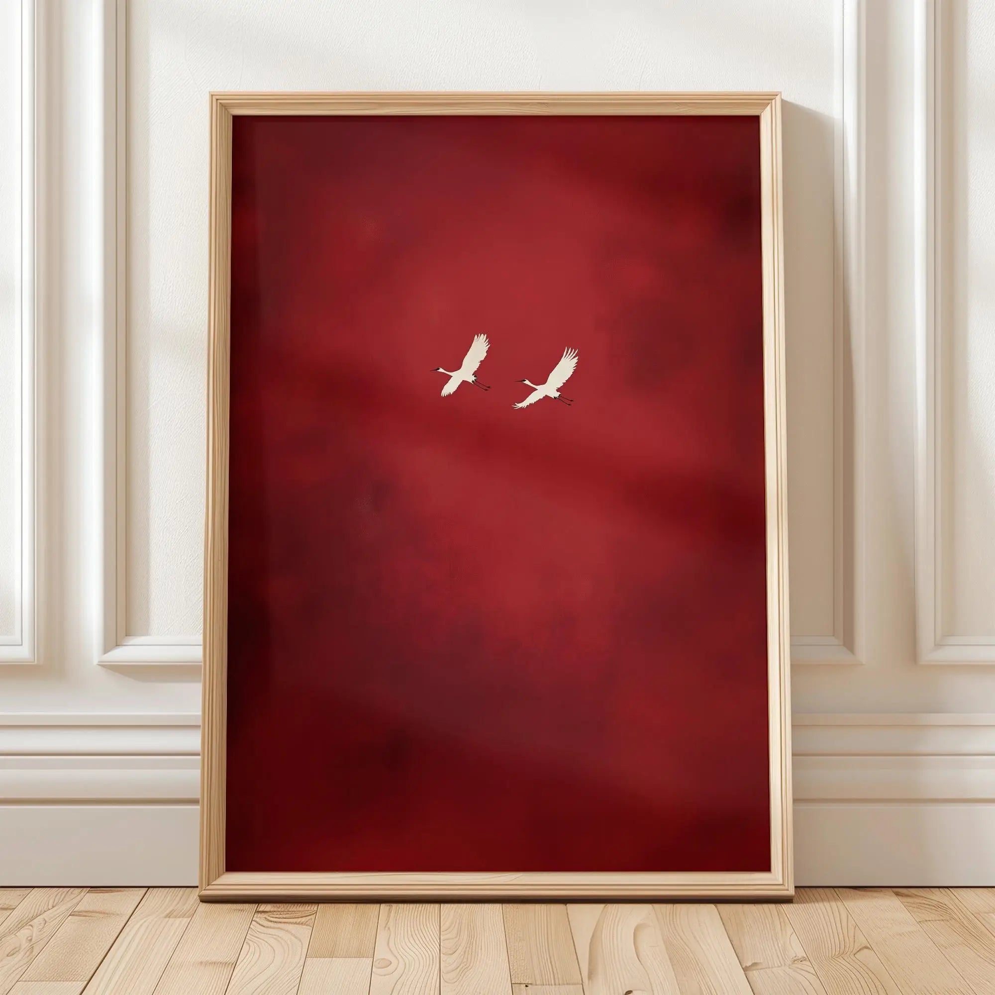 Quadro Decorativo Garça Oriental sem Moldura — Arte Zen para Sala e Quarto