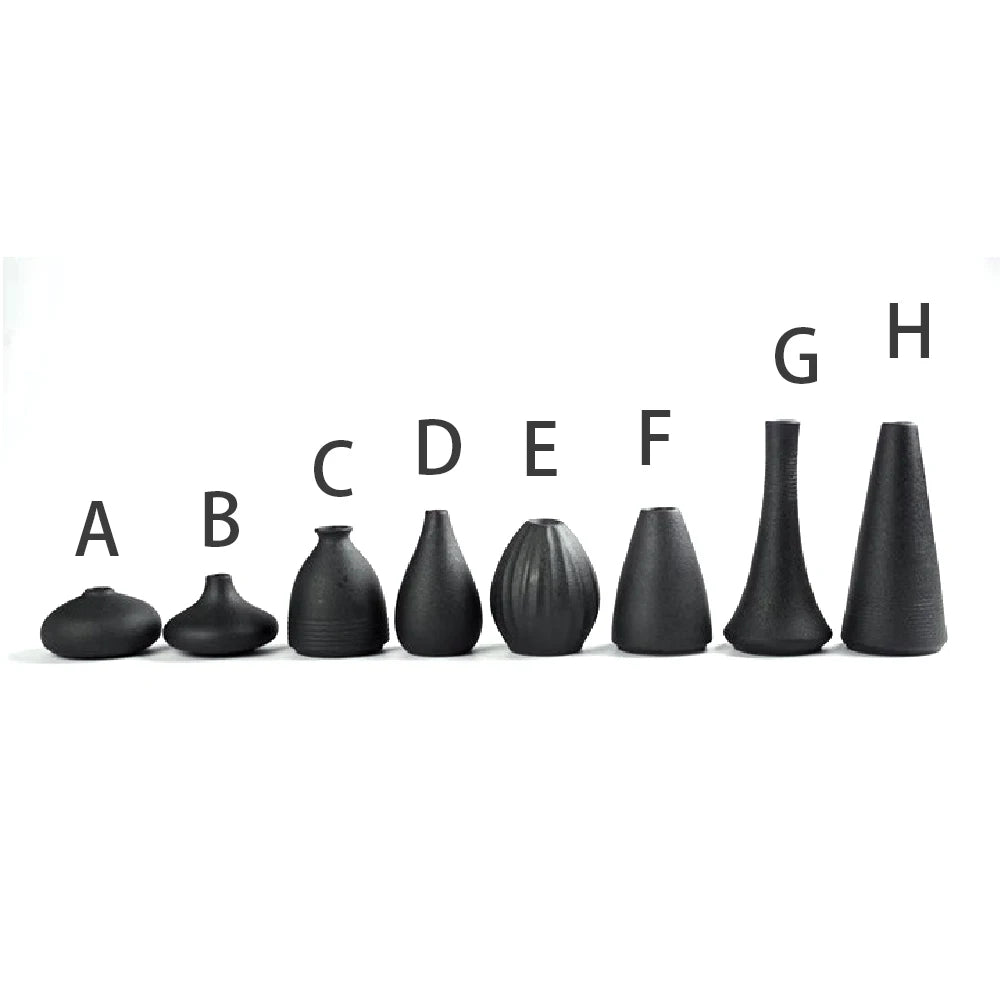 Vaso Cerâmica Pequeno Preto Rústico Japonês — Decoração Minimalista de Mesa