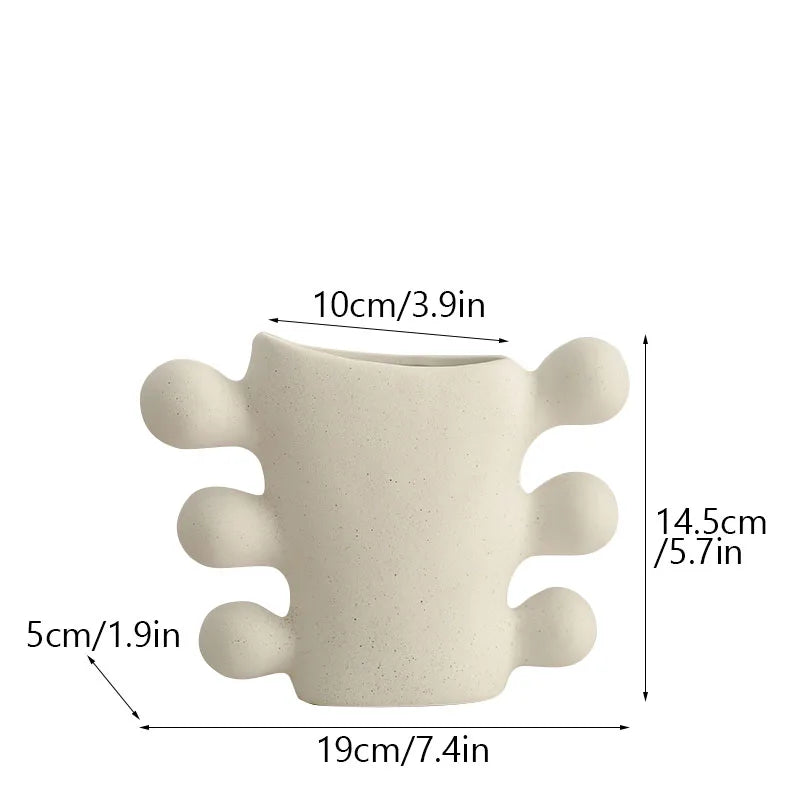 Vaso Cerâmica Sem Esmalte CAPIRON — Branco Boho Nórdico para Flores Secas e Casamento