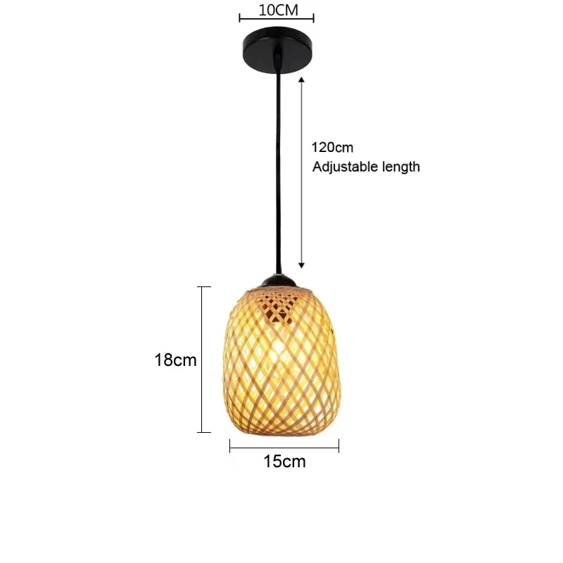 Pendente de Bambu Tecido a Mao — Luminaria Artesanal Boho