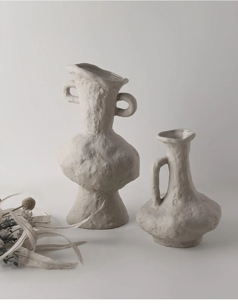 Vaso Cerâmica Branco Nórdico Hidropônico — Minimalista para Mesa, Banheiro e Sala
