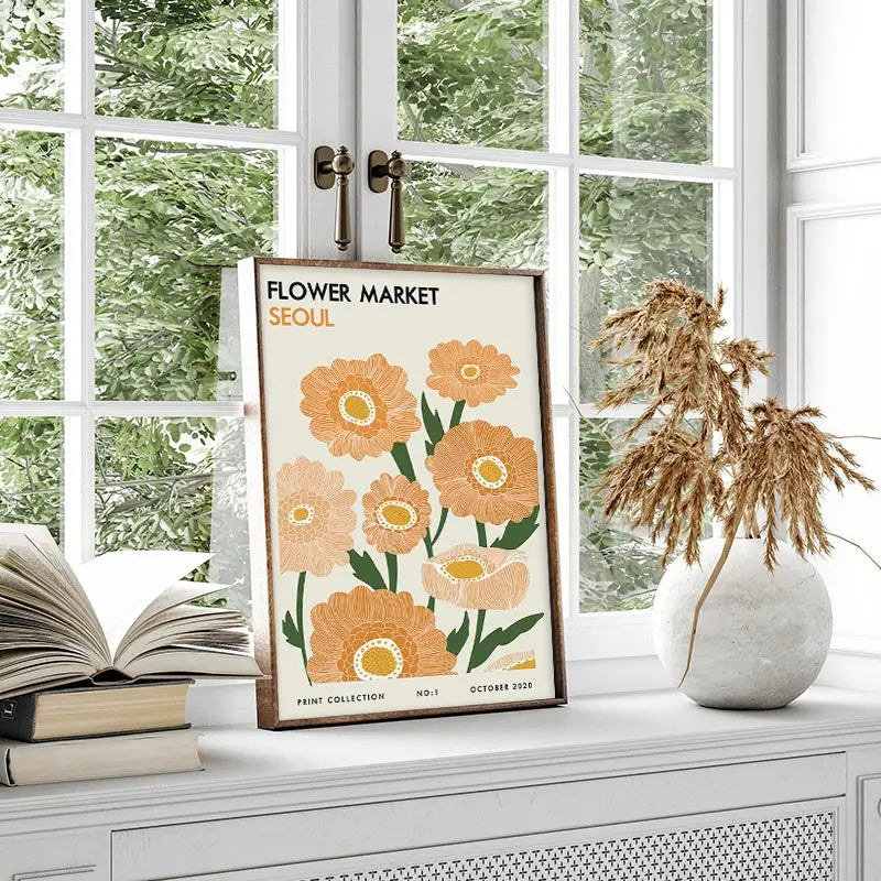 Quadro Decorativo Flores Abstratas — Arte Inspirada em Matisse e Kusama para Sala
